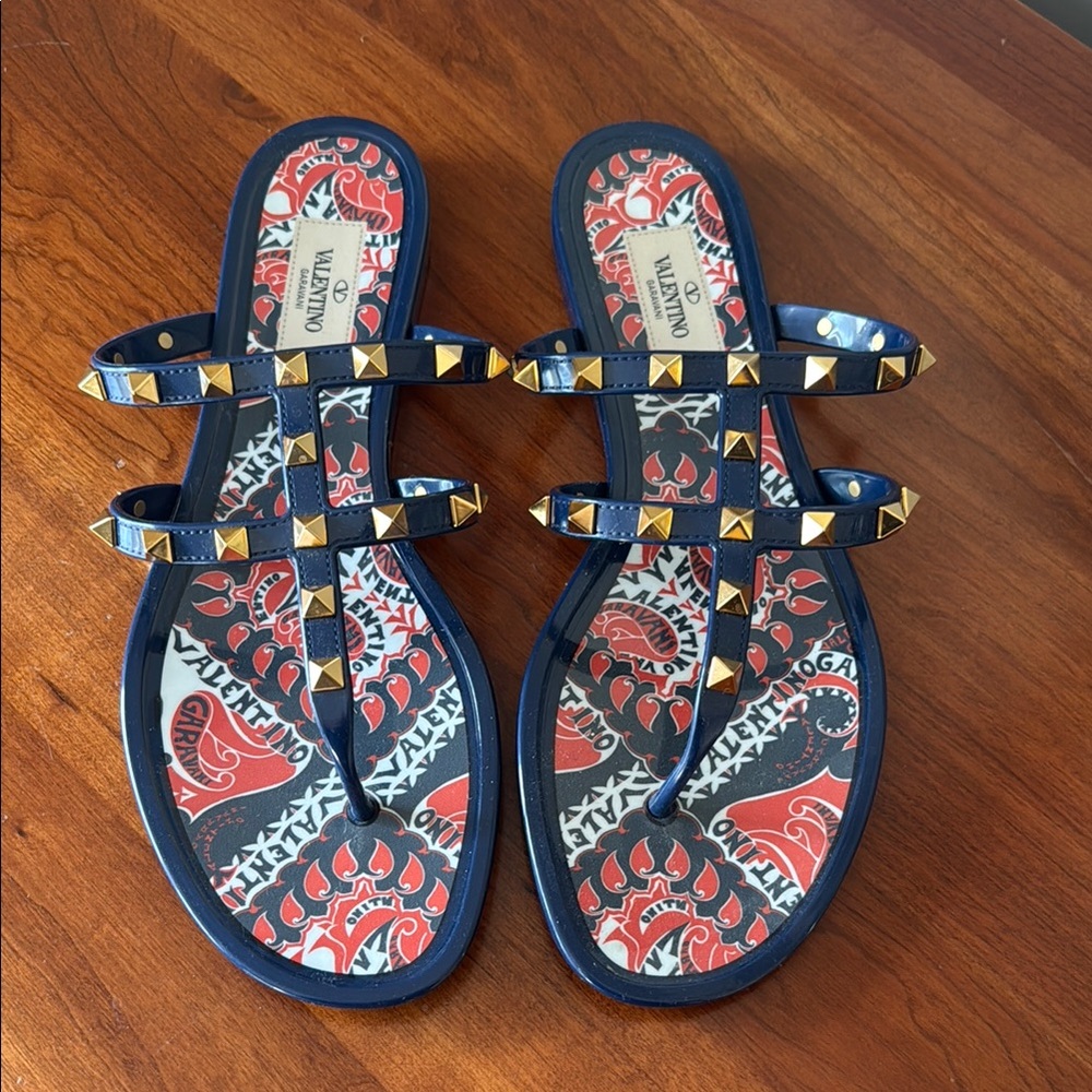 Valentino Rockstud Sandals - Denim/Light navy